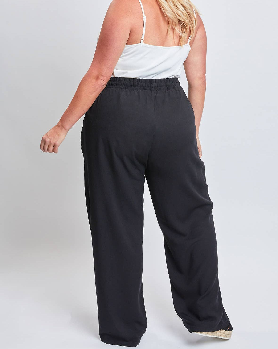 Drawstring Wide Straight Pant : Black | Plus Size
