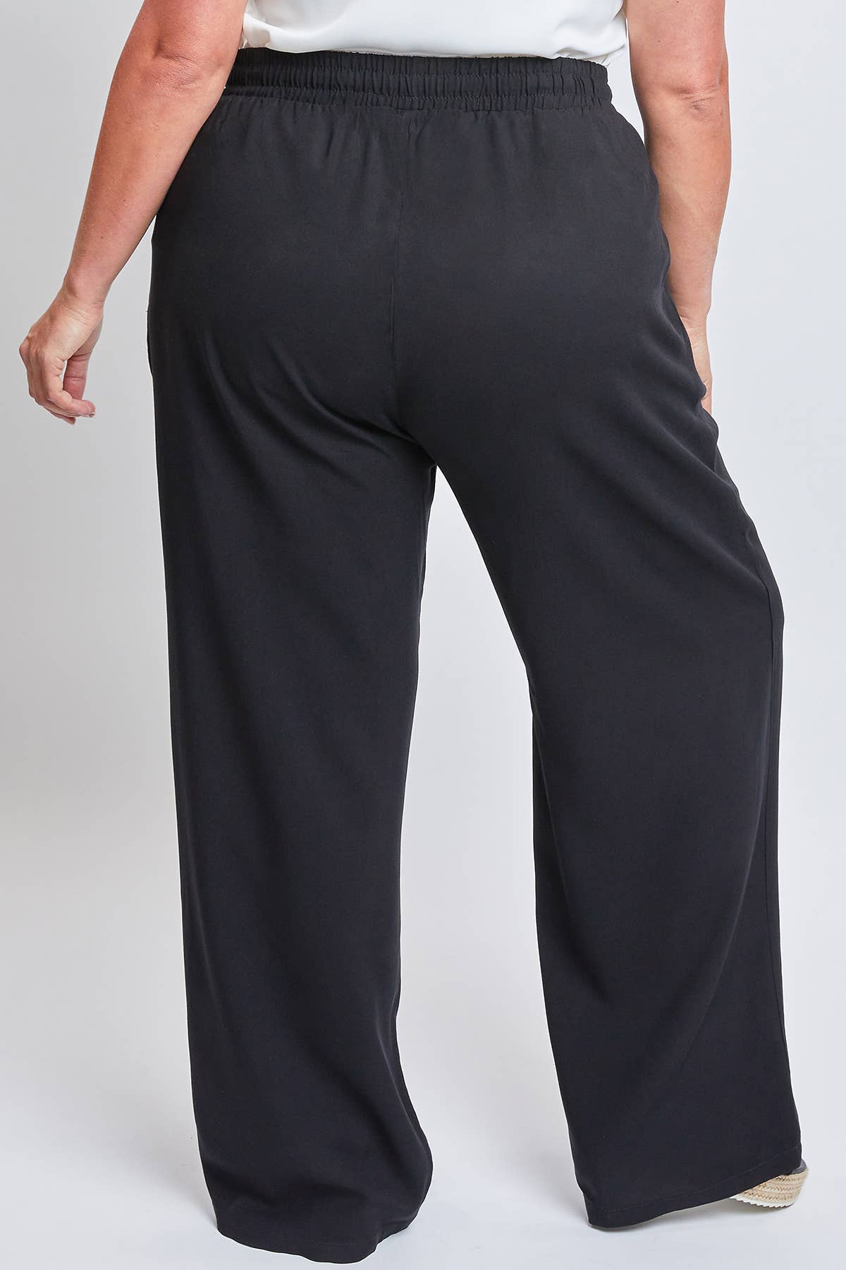 Drawstring Wide Straight Pant : Black | Plus Size