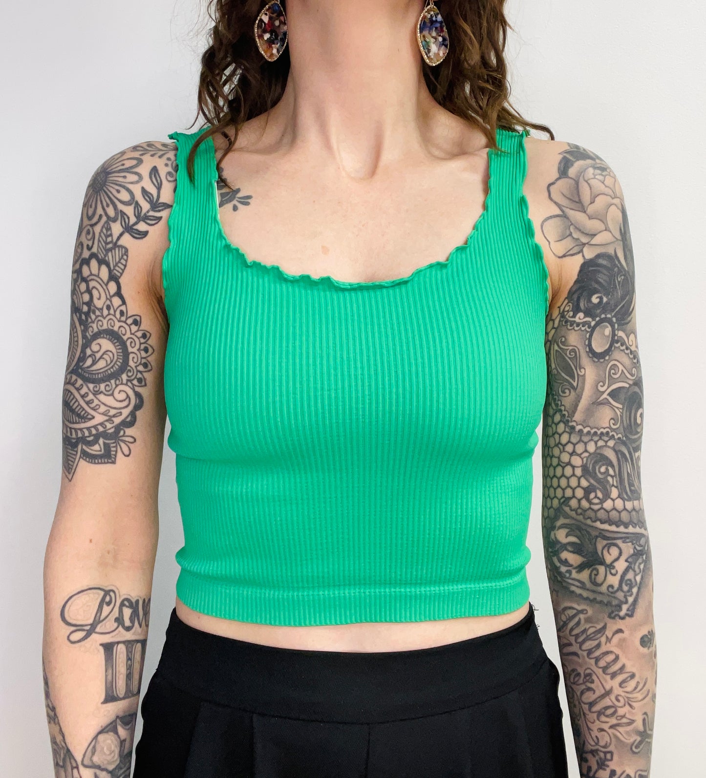 Lettuce Edge Crop Top : Vivid Green