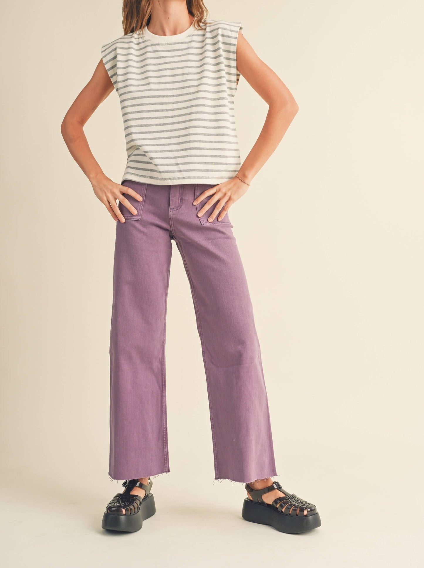 Wide Leg Pants : Grape