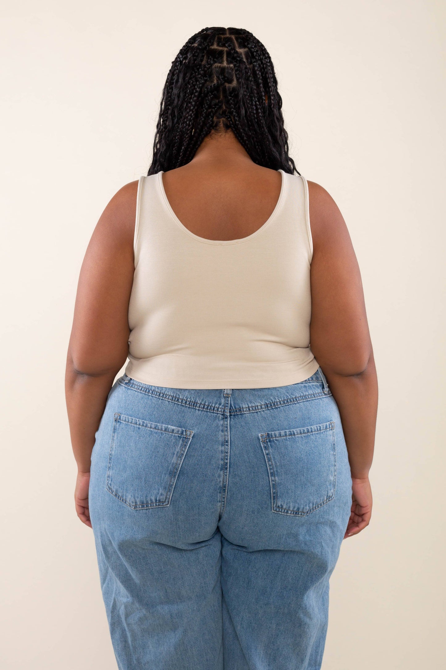 Scoop Neck Sleeveless Top: Stone | Plus Size