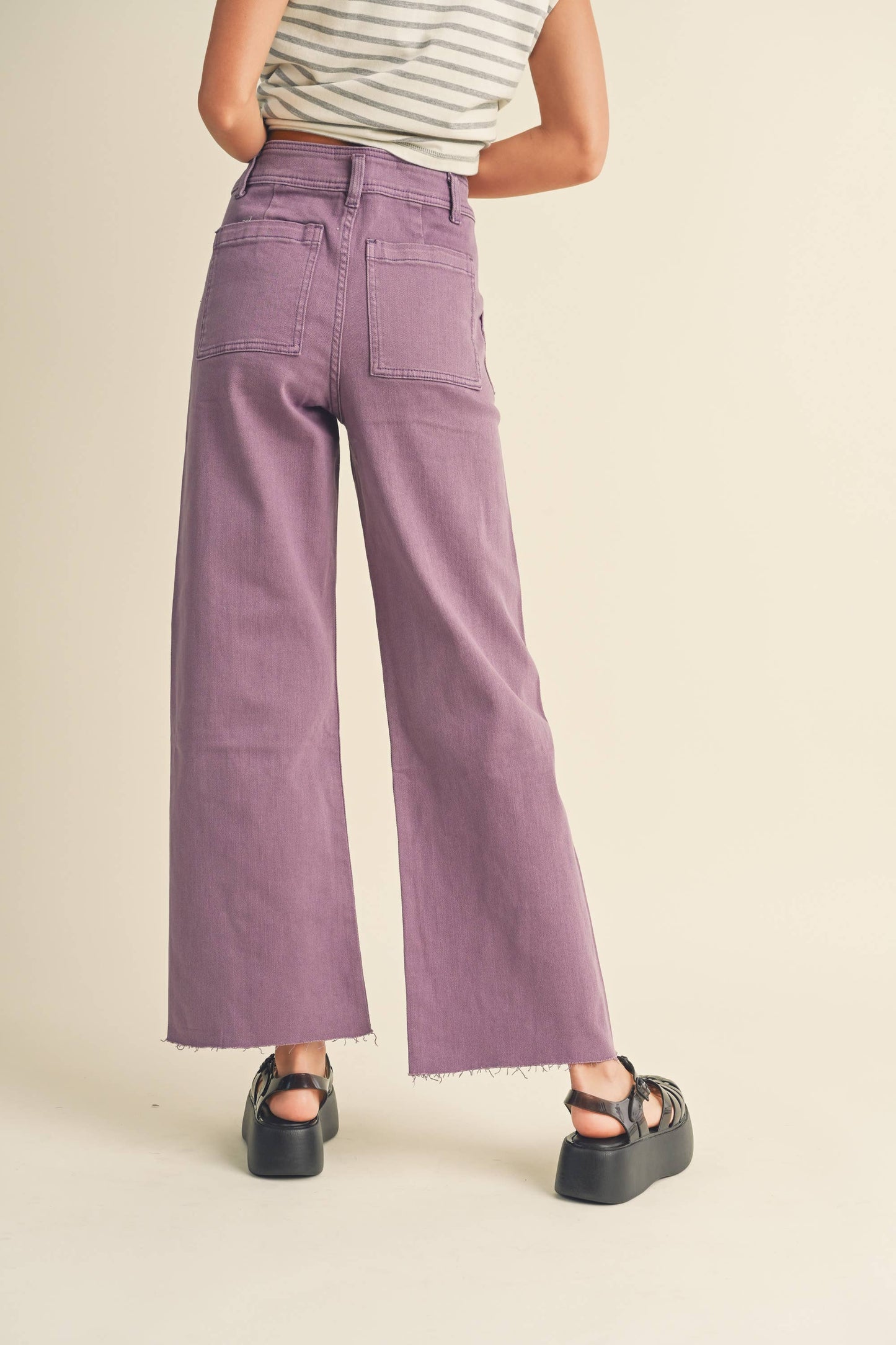Wide Leg Pants : Grape
