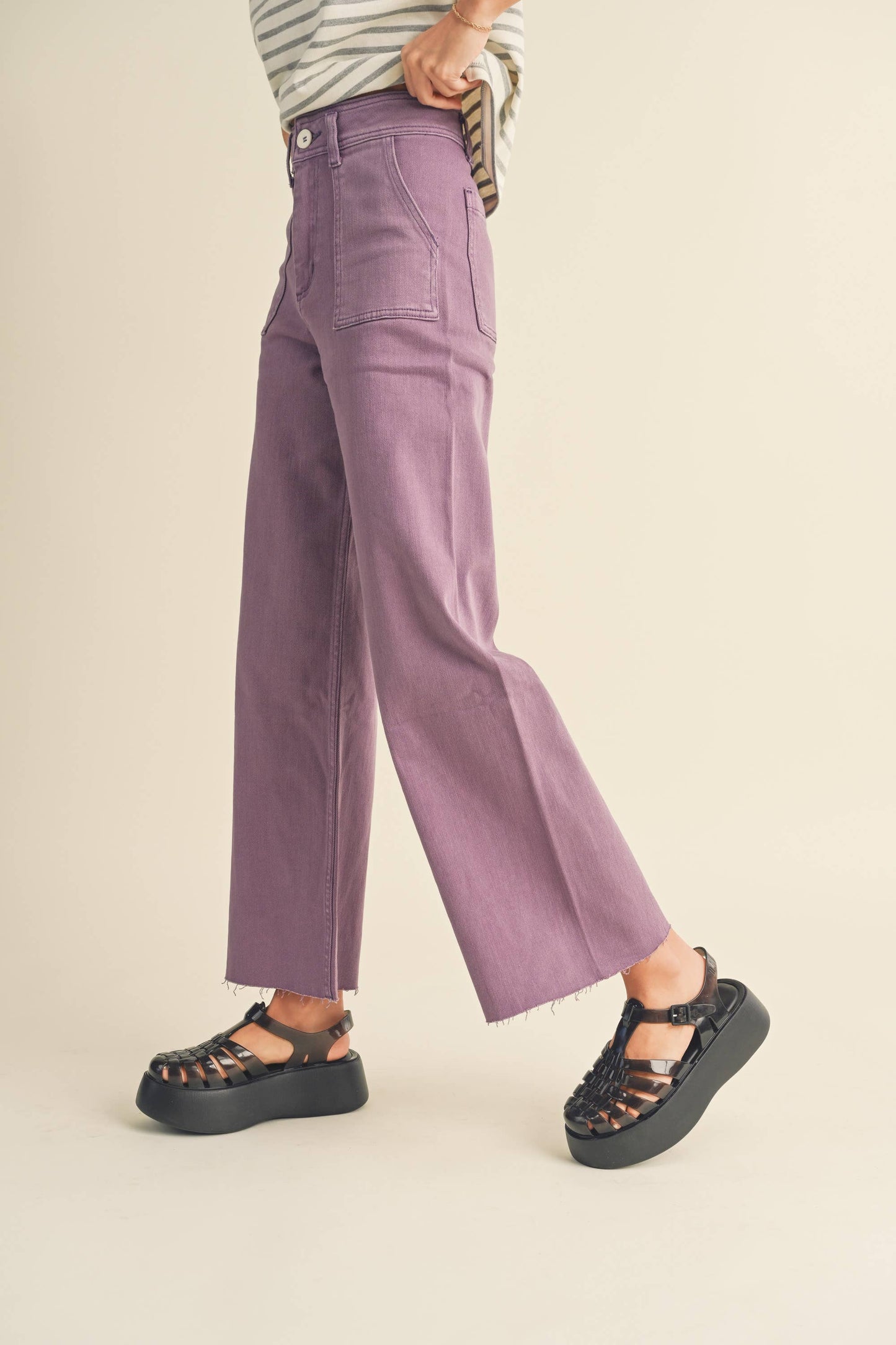 Wide Leg Pants : Grape