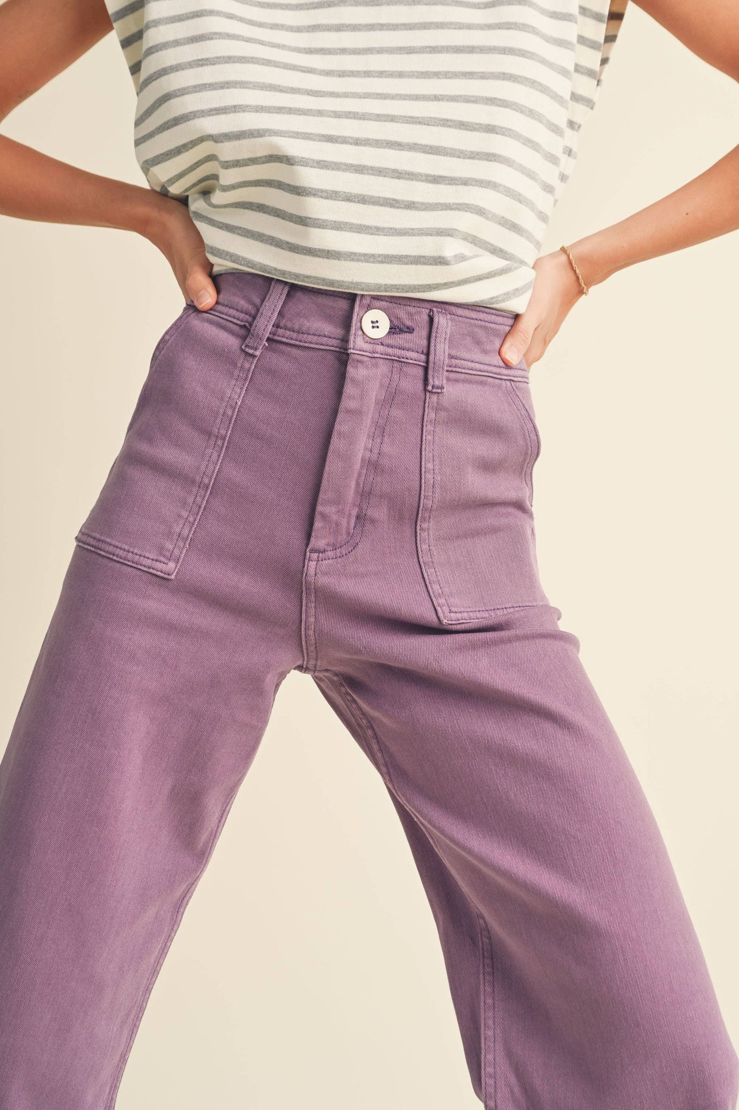 Wide Leg Pants : Grape