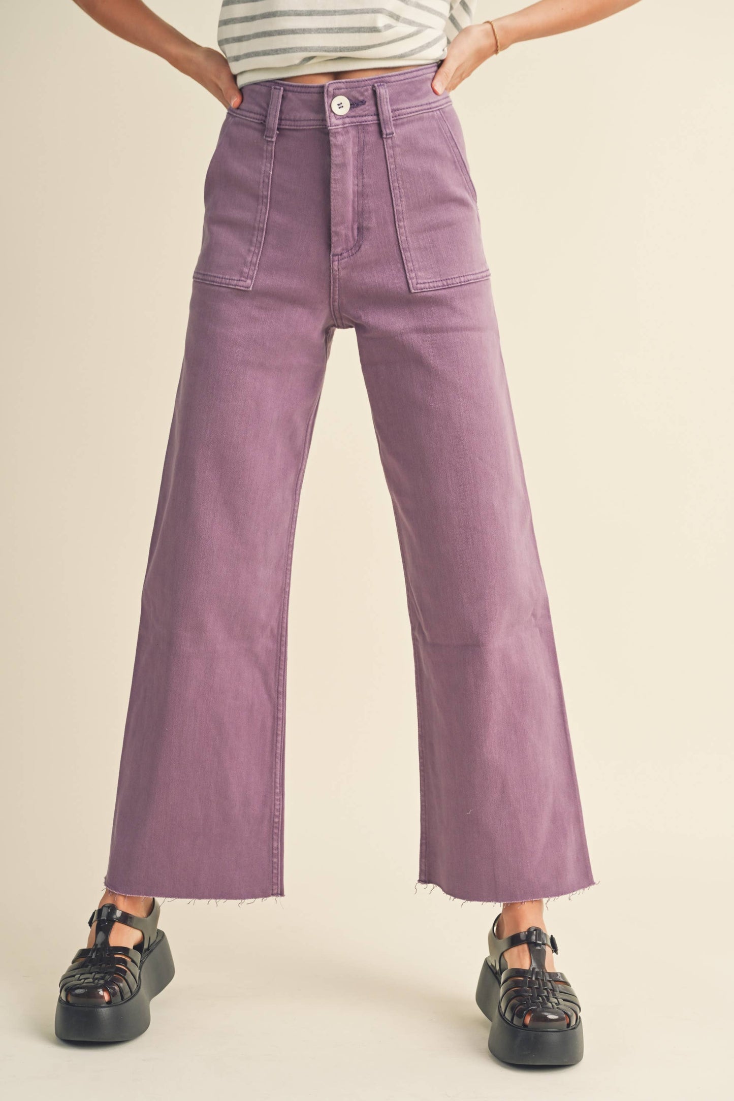 Wide Leg Pants : Grape