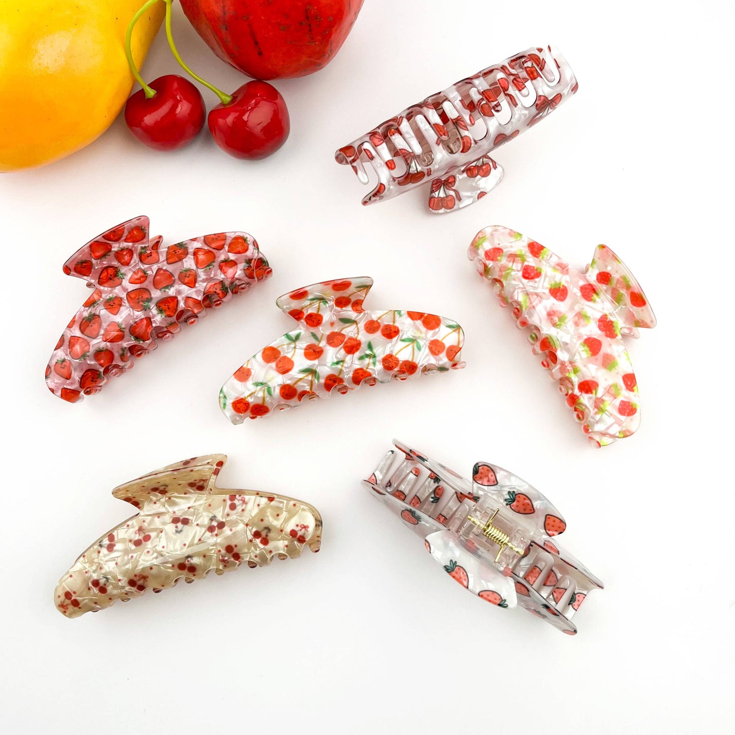 Fruity Hair Clip, Cherry & Strawberry Hair Claw Clip