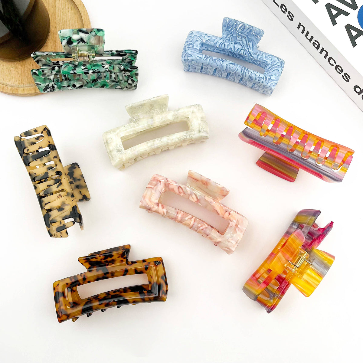 Rectangular Acetate Hair Claw, Premium Quality Hair Clip