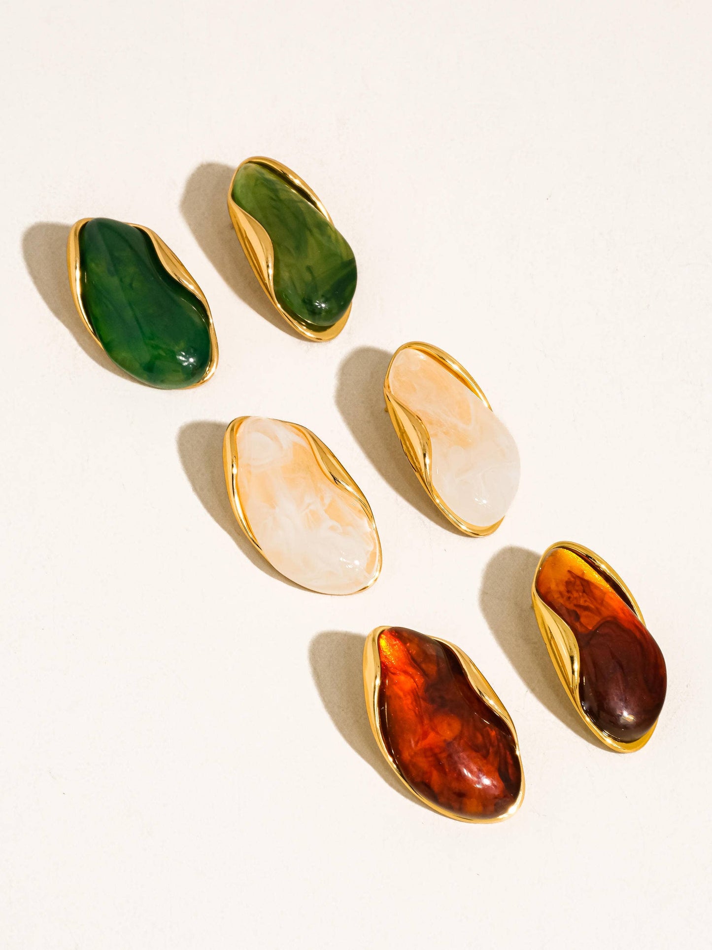 Maélie 18K Gold Non-Tarnish Resin Drop Earrings