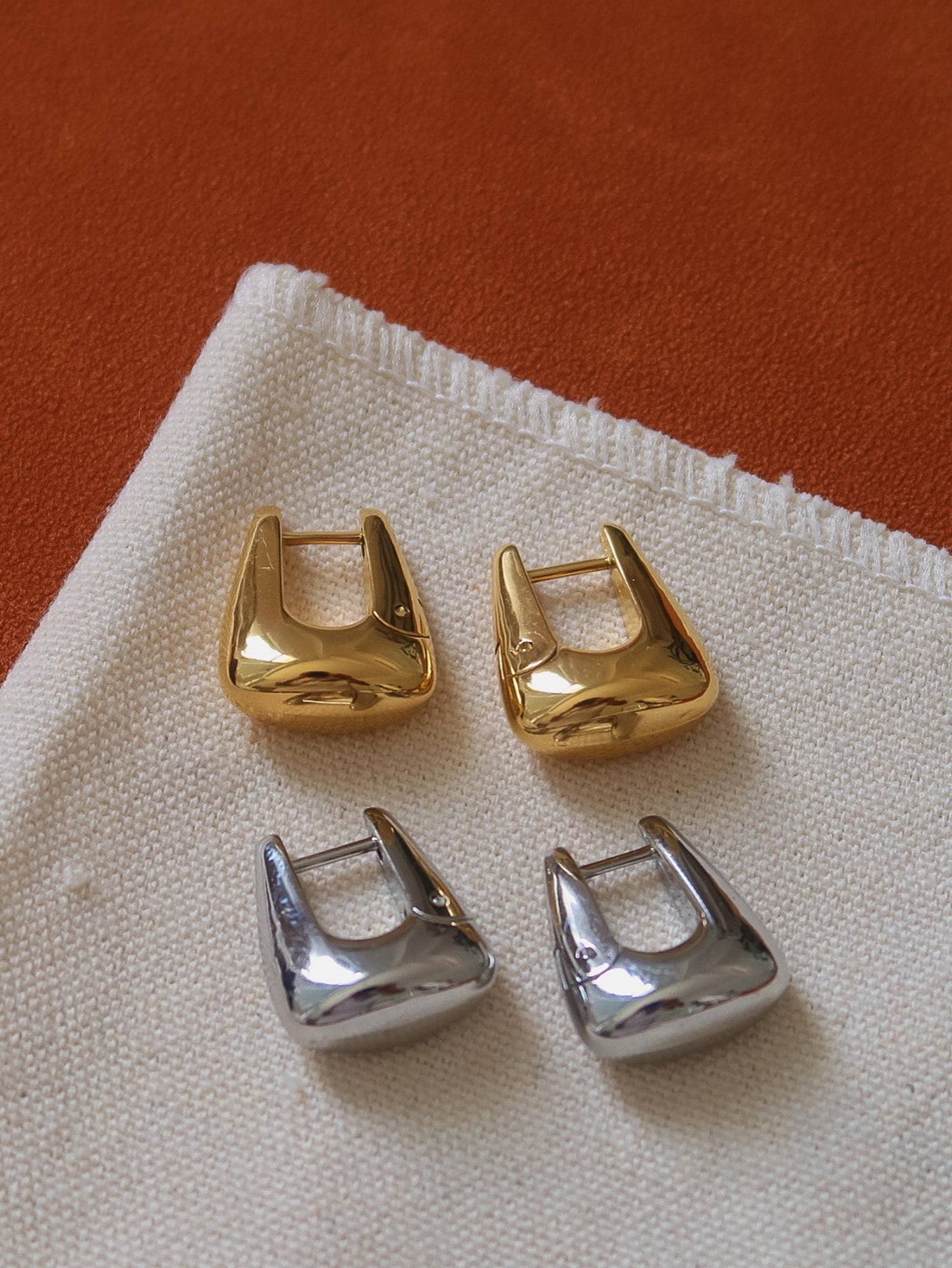 Cadance 18K Gold Non-Tarnish Geometric Hoop Earrings
