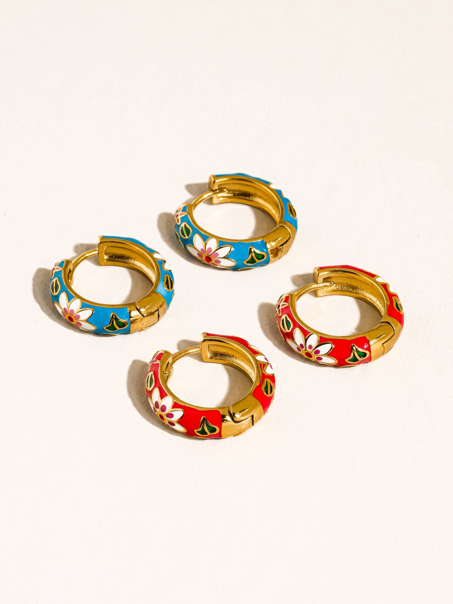 Isabeau 18K Gold Non-Tarnish Vintage Floral Hoop Earrings