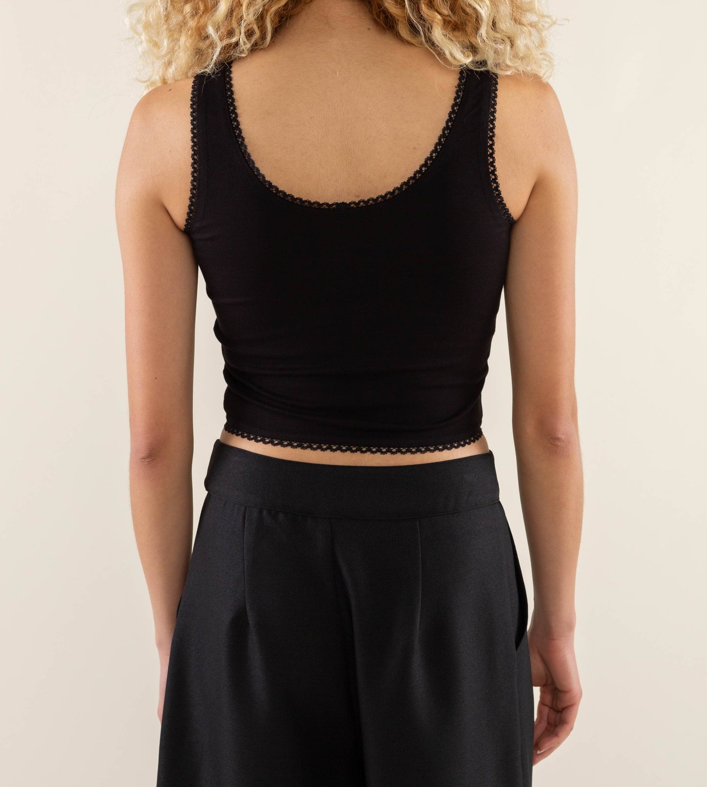 Scallop Trim Crop Tank Top : Black | Plus Size
