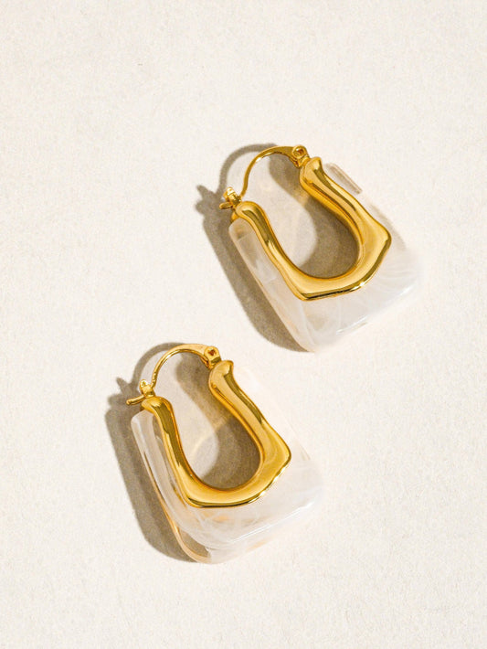 18K Gold U-Shaped Boho Hoop Earring