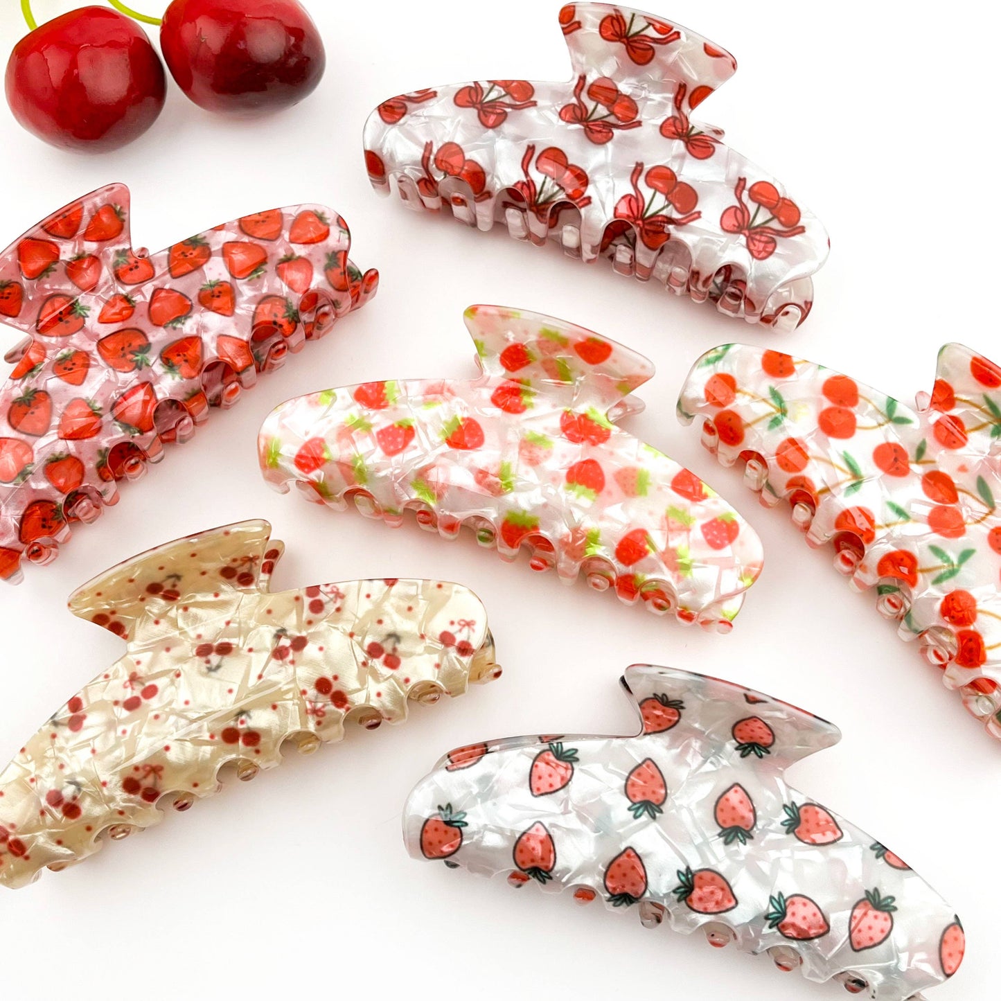Fruity Hair Clip, Cherry & Strawberry Hair Claw Clip